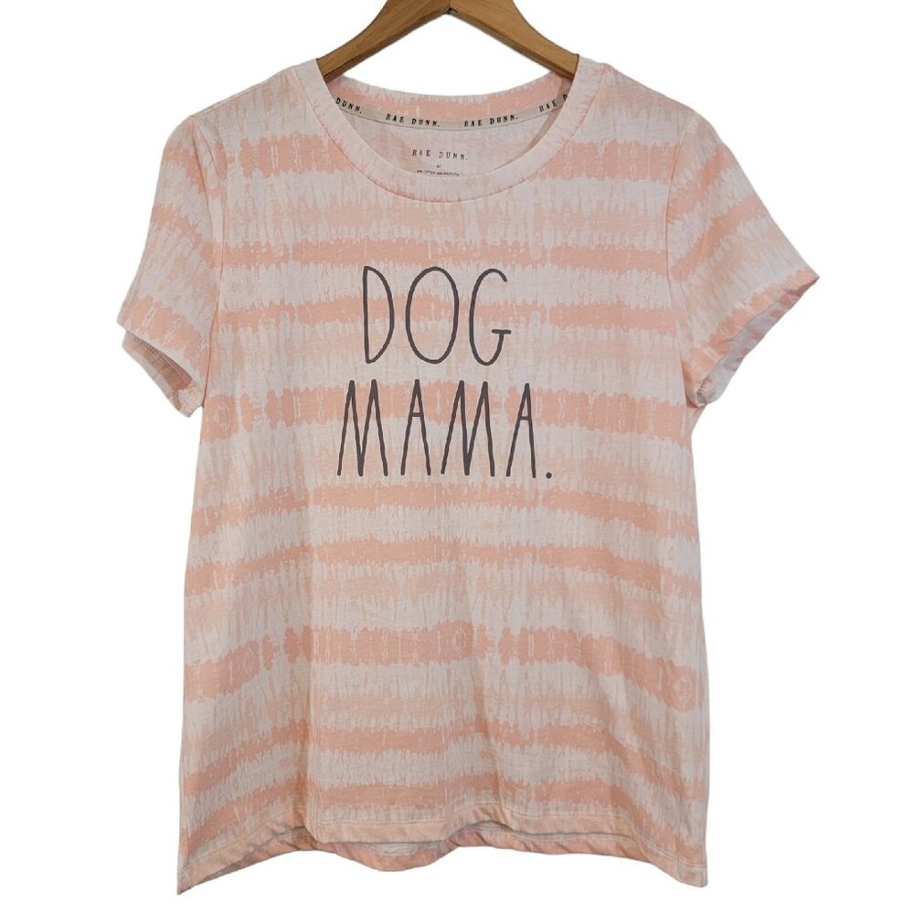 Rae Dunn Shirt‎ DOG MAMA Striped SZ M Womens Cotton Blend Top